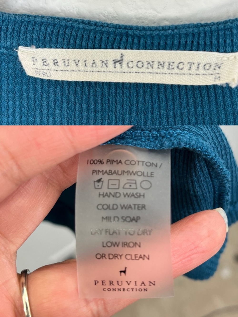 Peruvian Connection 100% Pima Cotton Tangier Tunic Waffle Knit size Medium - Picture 7 of 7